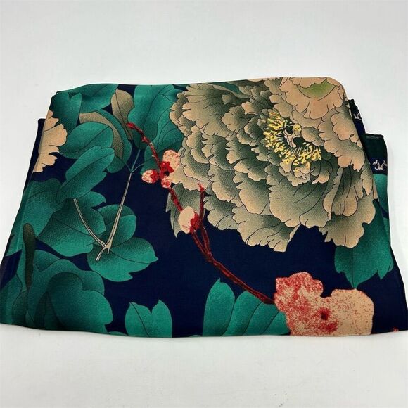 Floral Faux Silk Polyester Scarf Multicolor Floral Spring Shawl Wrap Scarf - Picture 8 of 16